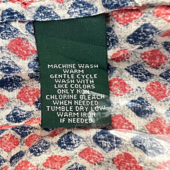 Lauren Ralph Lauren Womens Button Shirt Medium Cotton Red & Blue Geometric Print - Picture 9 of 10